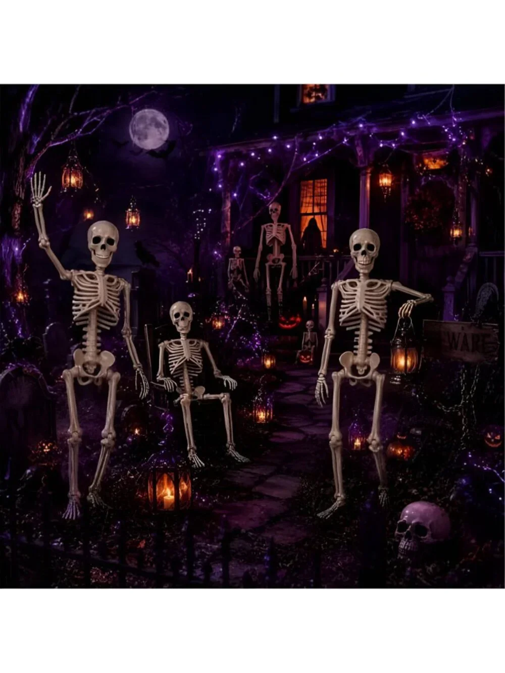 5.4 ft Posable Halloween Skeleton Decorations,Human Bones for Halloween Party
